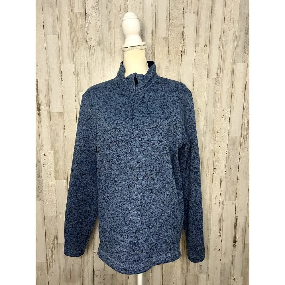 Wrangler Men's Blue Fleece 1/4-Zip Pullover‎ Sweater Size Small